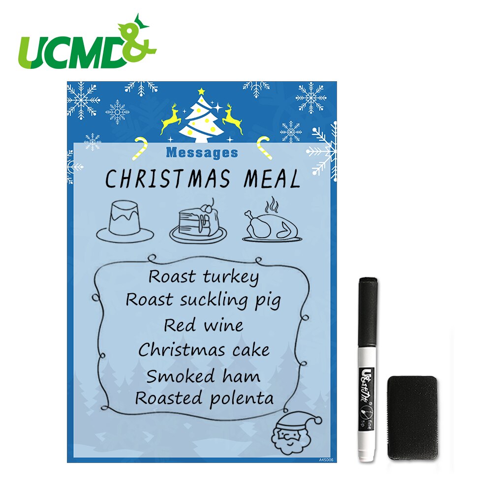 A4 Flexible Whiteboard Fridge Sticker Kids Drawing Board Christmas Magnetic Writing Reminder Record Message Memo Note Board