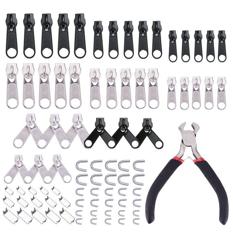 85Pcs Rits Reparatie Kit Zip Slider Rescue Universele Ritsen Vervanging Jas Kleding Zak Tent Fix Tang Naaien Handwerken Tool: Default Title