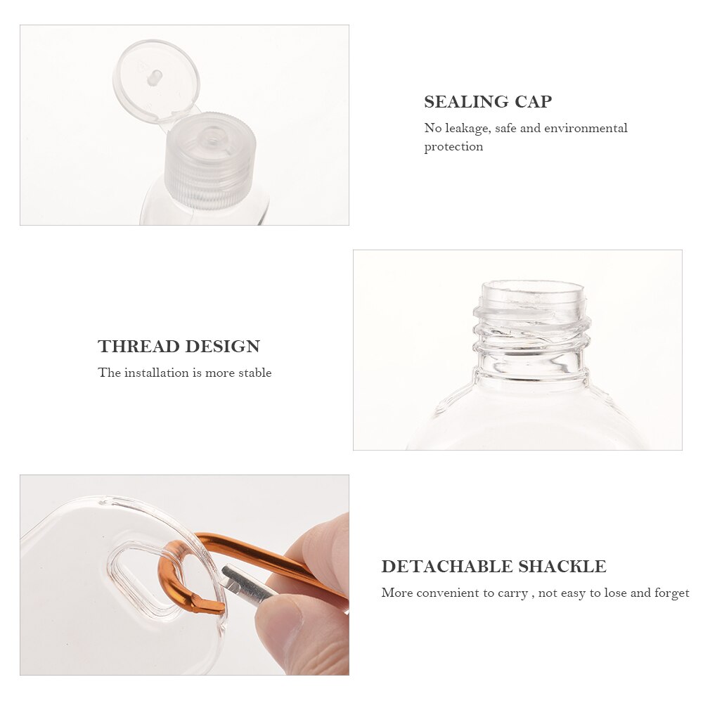 50ml Refillable Bottles Hand Sanitizer Containers Travel Bottles Alcohol Containers (Transparent Bottles Random Hook)