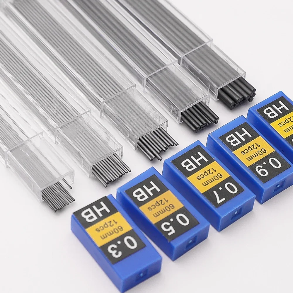 Mechanical Pencil Lead 0.3 0.5 0.7 0.9 1.3 2.0 HB Refill Leads for Plastic Metal Press Automatic Pencil Write Painting Supplies