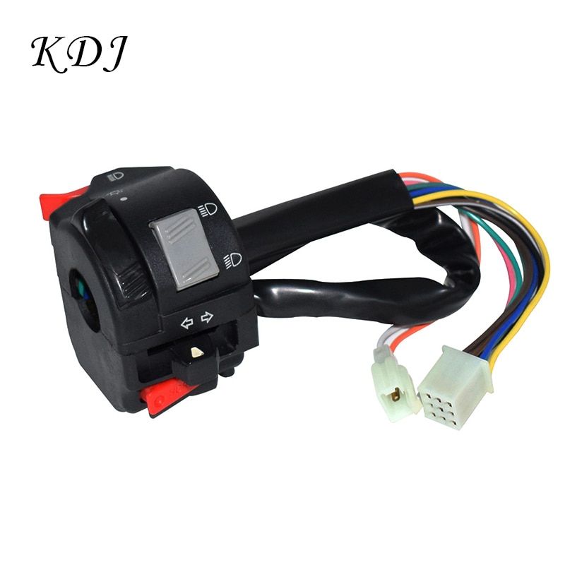 7/8 '' 22mm motorcykel atv styrreglage reglage strålkastare dimljus blinkers horn helljus-/halvljusknapp med 11 kablar