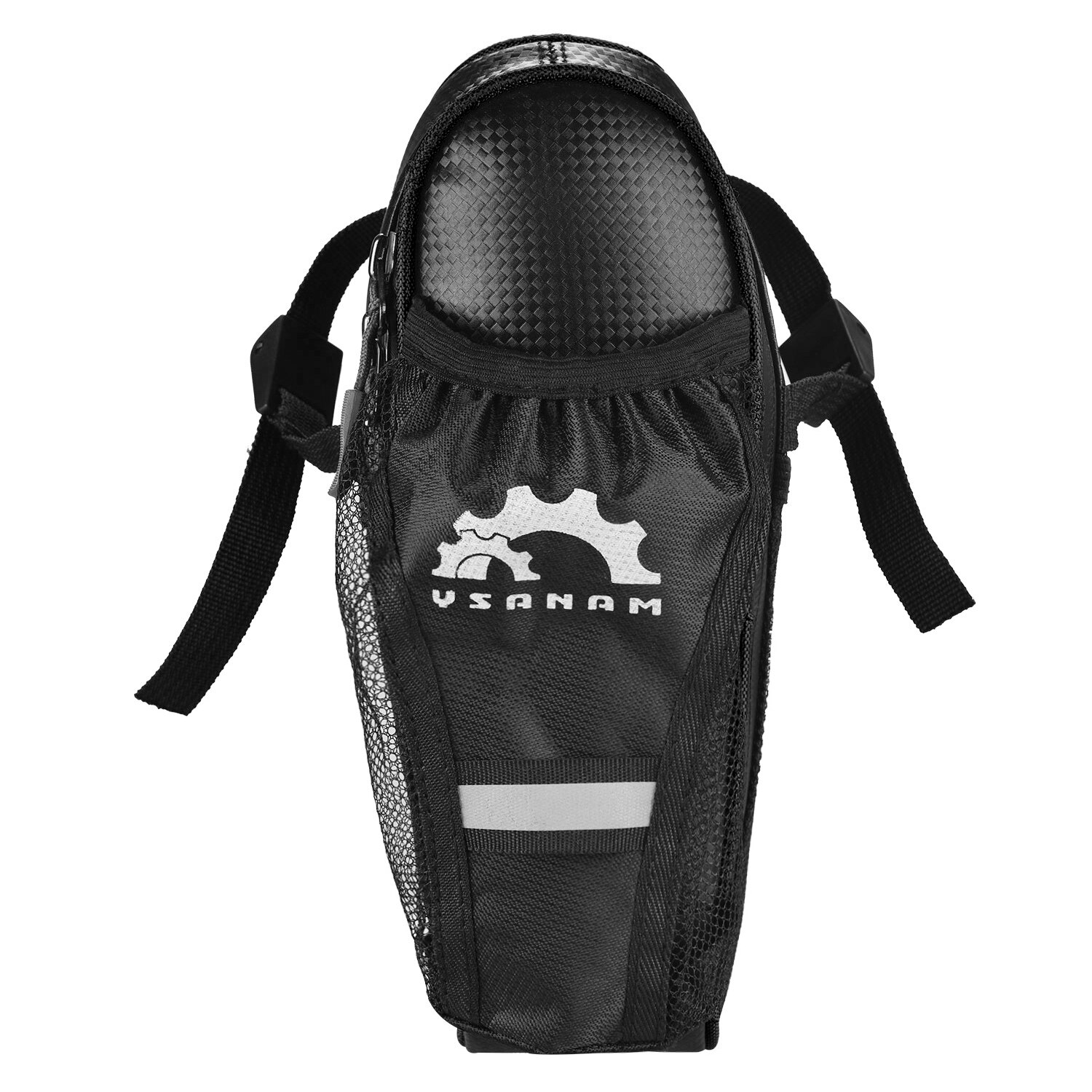Water Resistant Bike Saddle Bag with Reflective Cycling Under Seat Pack with Water Bottle Pouch for Mountain Bike Storage