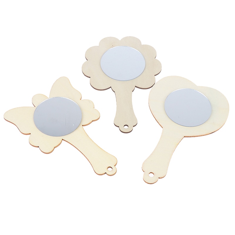 3 Styles 1pc bricolage blanc bois moule miroir peinture à la main artisanat enfants jouets bibelot matériel