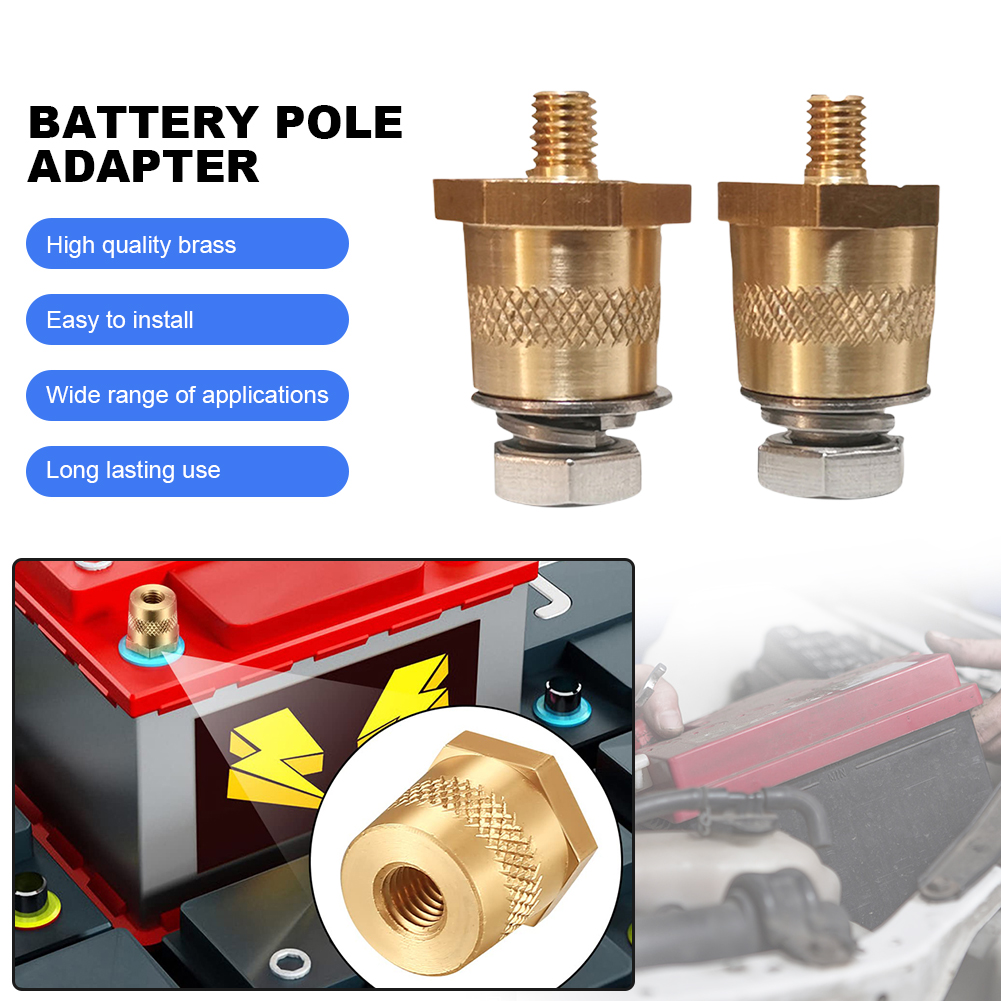 Battery Pole Adapter Pair Positive Negative Battery Post Terminals with Male Thread M8 Power Connection Terminal Car Accessories
