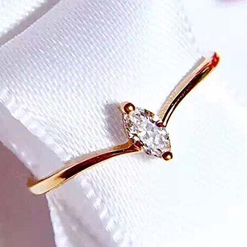 Cc ringe til kvinder hest øje sten v form enkel gul sød ring brude bryllup smykker zirconia bijoux  cc1502