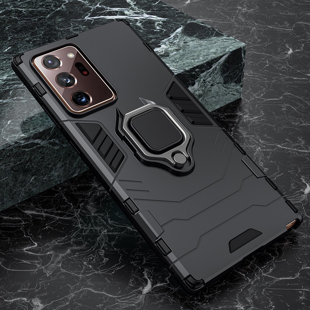 KEYSION Shockproof Armor Case for Samsung Note 20 20 Ultra Ring Stand Bumper Silicone Phone Back Cover for Galaxy Note 20 + Plus: for Note 20 Ultra / Black