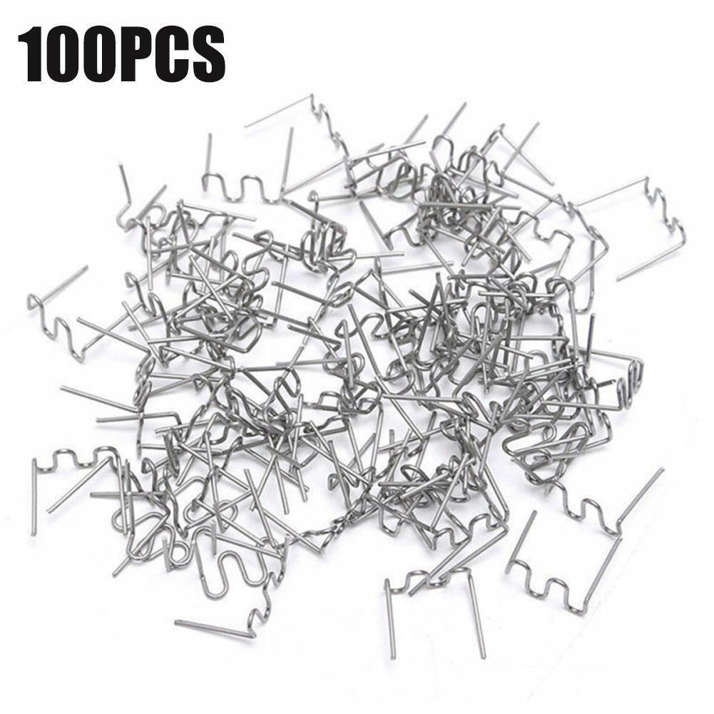 Agrafes ondulées prédécoupées Standard pour réparation plastique de voiture, réparations de pare-chocs, soudage à la Machine, agrafeuse à , accessoires de soudage, 100 pièces