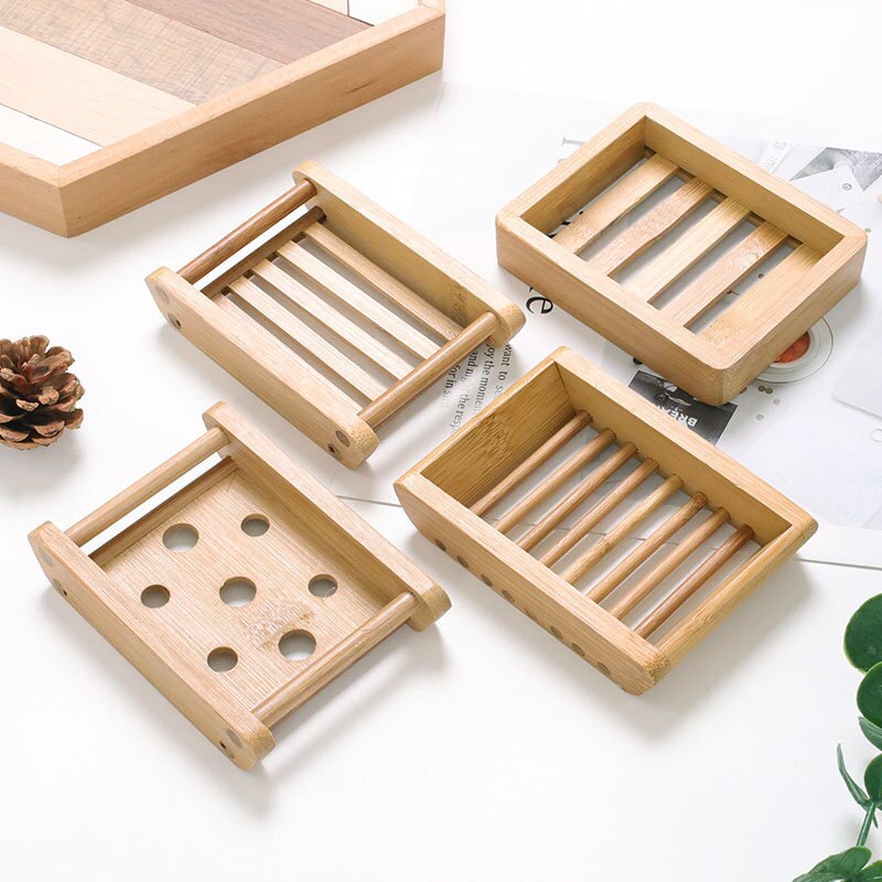 Natural Wooden Soap Dish Wood Soap Tray Holder Storage Soap Rack Plate Box Container For Bath Shower Plate Bathroom
