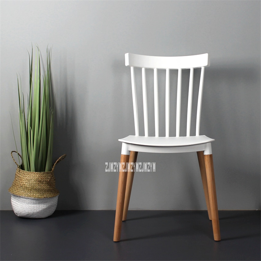 EC-13 Simple Dining Chair Modern Plastic Chair Backrest Leisure Chair Negotiation Chair Easy Chair Solid Wood Leg Casual Chair