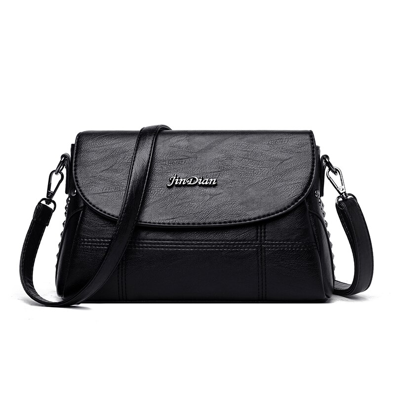 Effen Kleur Pu Lederen Schoudertassen Voor Vrouwen Literaire Minderheid Crossbody Trendy Dames Tas: Black