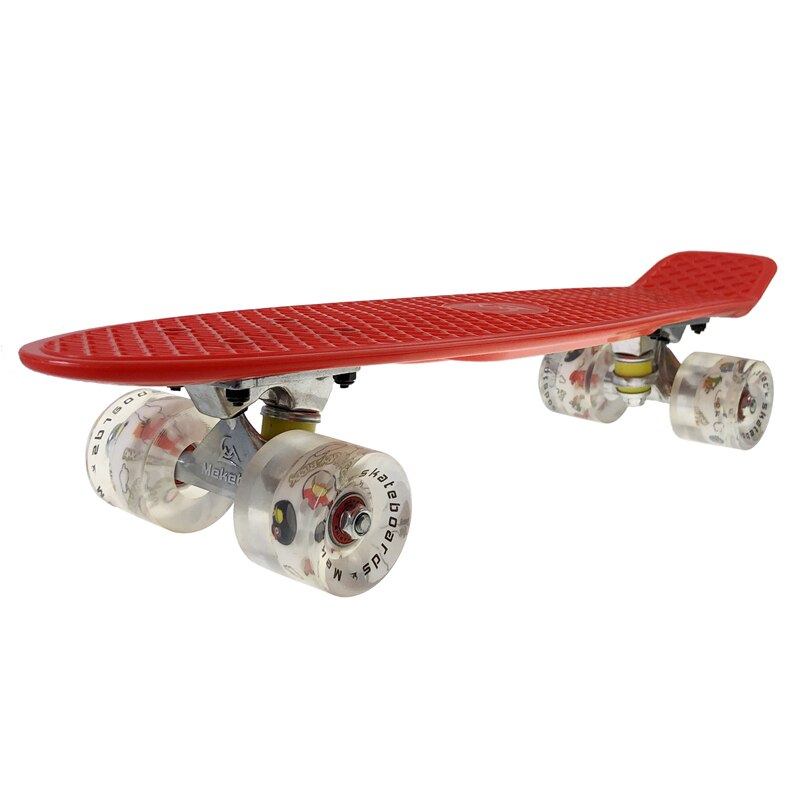 Skateboard Fishboard Longboard Mini Cruiser Four-wheel LED Flashing Scooter Board Plastic Aluminum Bracket Street Outdoor Sports: red