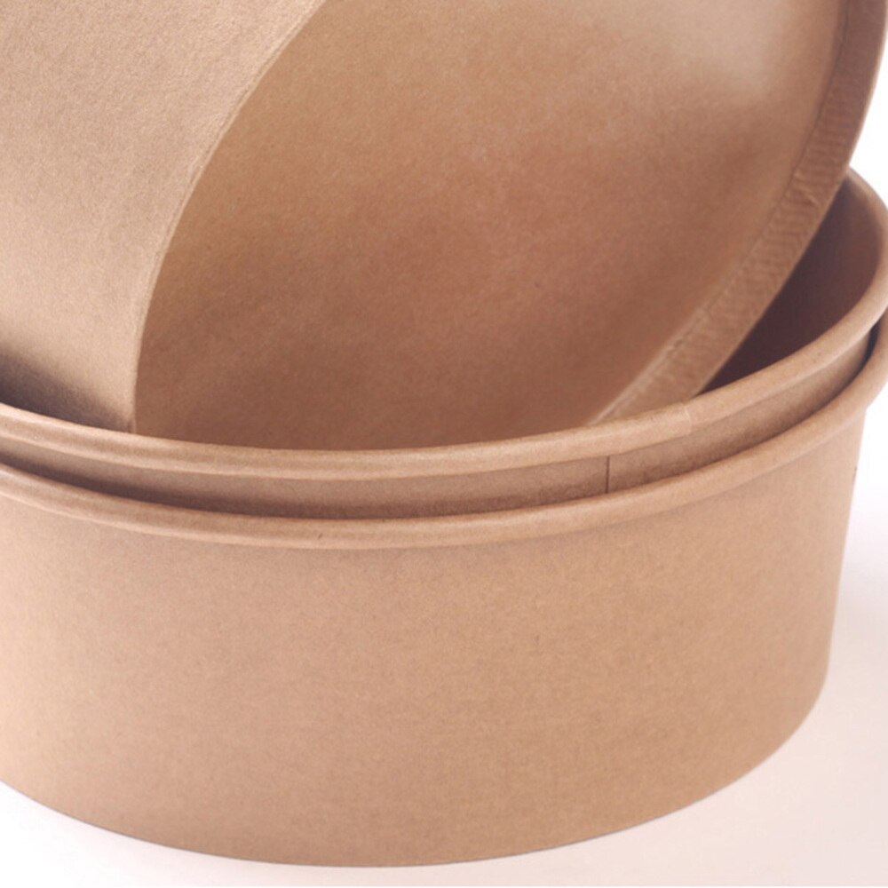 20pcs Disposable Kraft Paper Bowls Fruit Salad Bowl Food Packaging Containers Party Favor (16oz, with Lid)