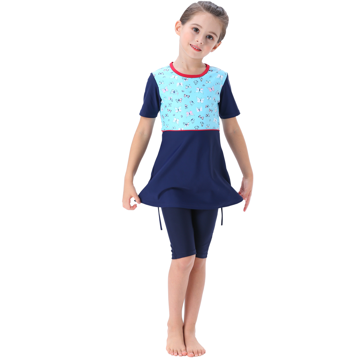 Girls Muslim Swimwears Islamic Children 3pcs Swim Shorts Diving Suits Arab Islam Beach Wear Swimming Swim Caps Burkini For Girl