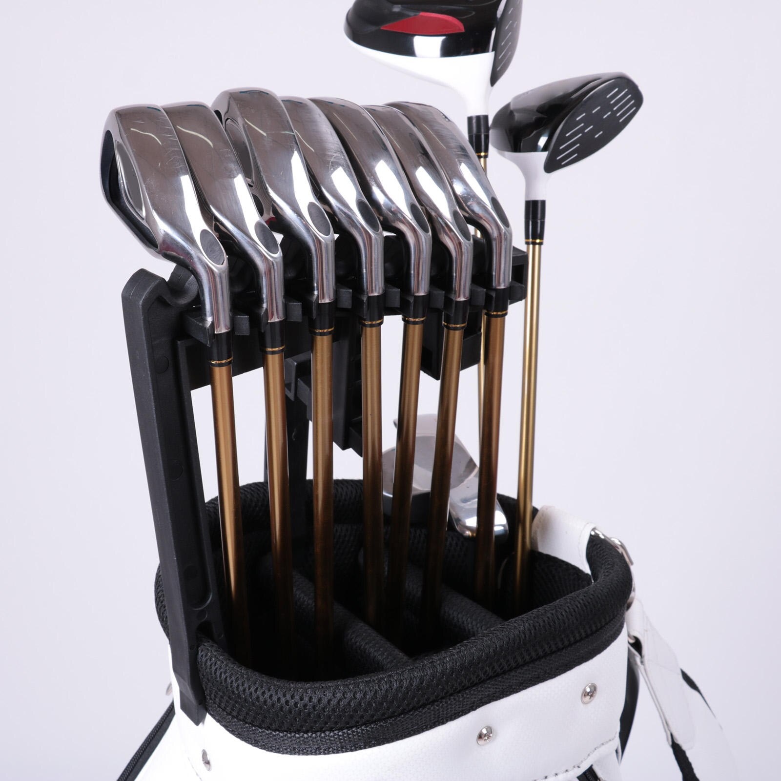 Golf Organizer for Bag Standing Rack Clip On Putter Golf Accessories Golf Clubs Holder for 9 Iron Club Outdoor Golf Bag Club