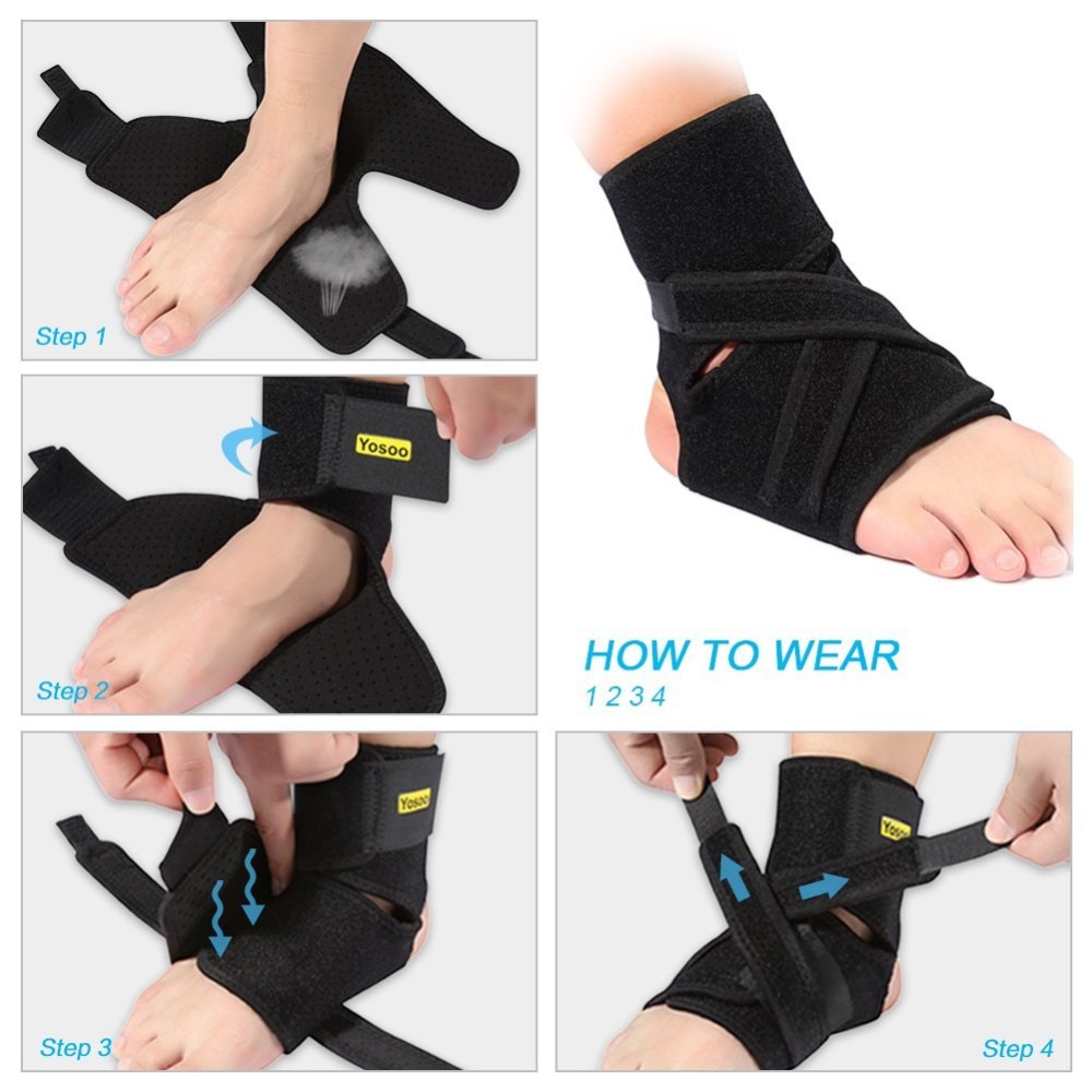 Yosoo Adjustable Ankle Support Pad Protection Elastic Bandage Ankle Brace Guard Sprains Injury Wrap Heel Pad for Basketball