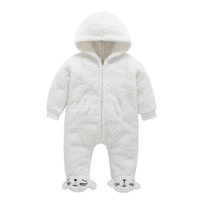 Pasgeborenen Lange Mouwen Footies Jumpsuit Baby Baby Jongens Meisjes Hooded Cartoon Flanel Winter Warm Zachte Rits Kleding 0-12M A20: 12m