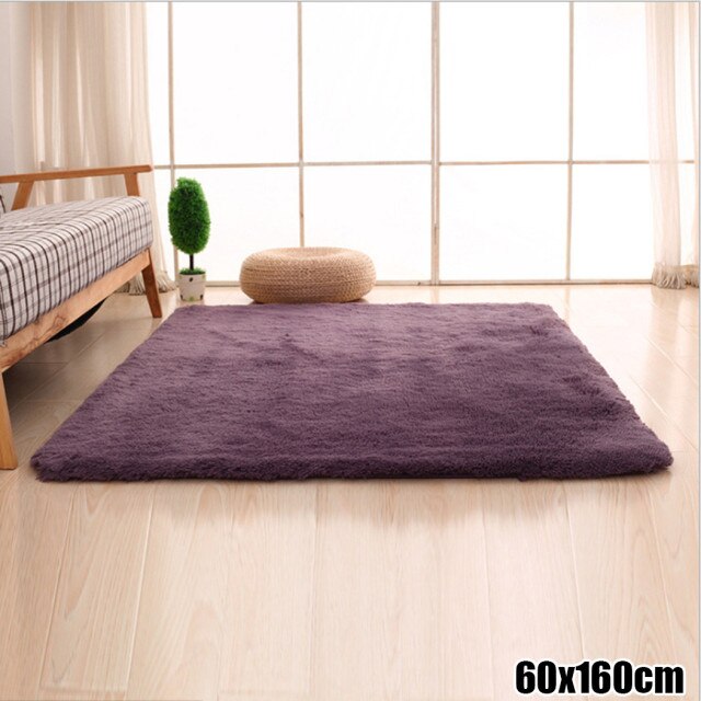 Plush Carpet Fluffy Area Rug Shaggy Long Pile Soft Doormat Bedroom Floor Mats Made Of High Materials Durable: Gray Purple / 60x160cm