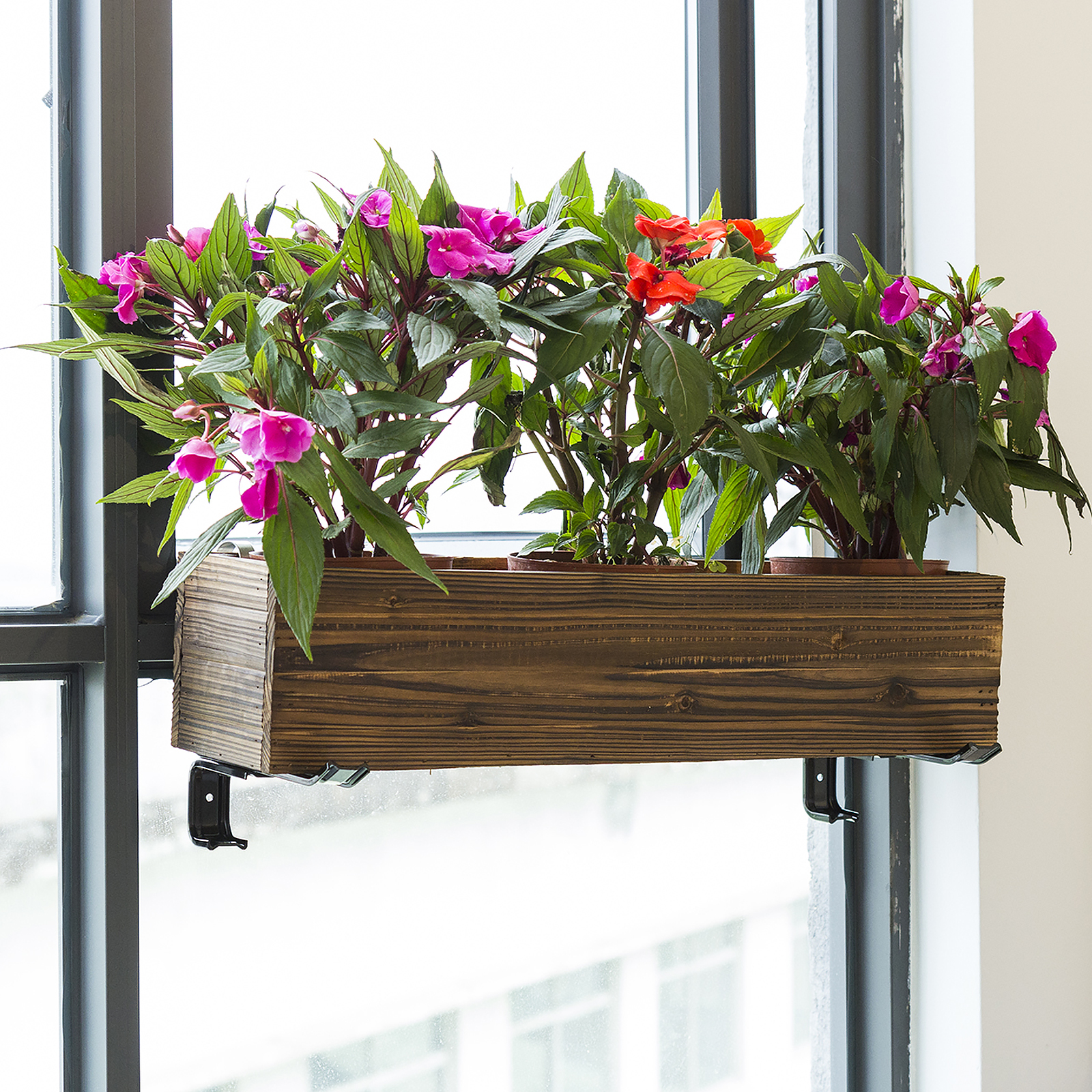 Balcony Railing Flower Box Holder Deck Clamp Bracket Hanging Planter Pot Shelf Garden Home Decoration