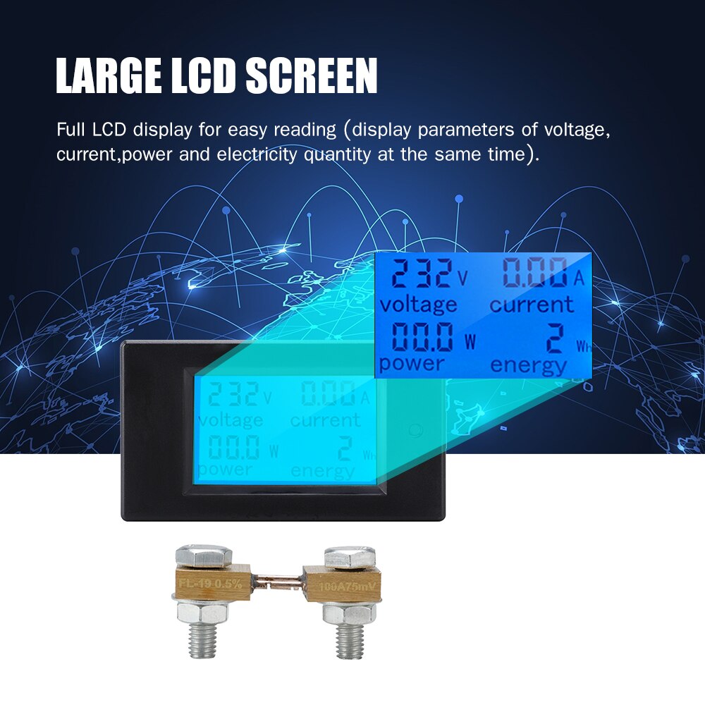 Digital multifunktionell likspänningsmätare galvanometer elmätare effektdetektor coulometer digital displaymätare