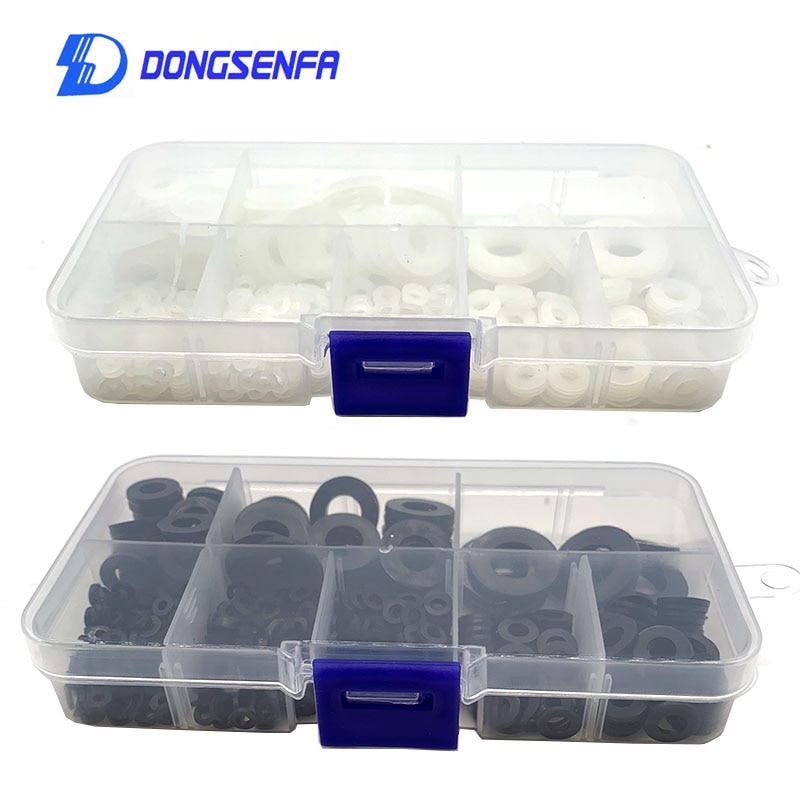 Rondelles plates en plastique Nylon | Blanc/noir M2/M2.5/M3/M4/M5/M6/M8/M10 joints d'espacement d'isolation Kit de 600 pièces