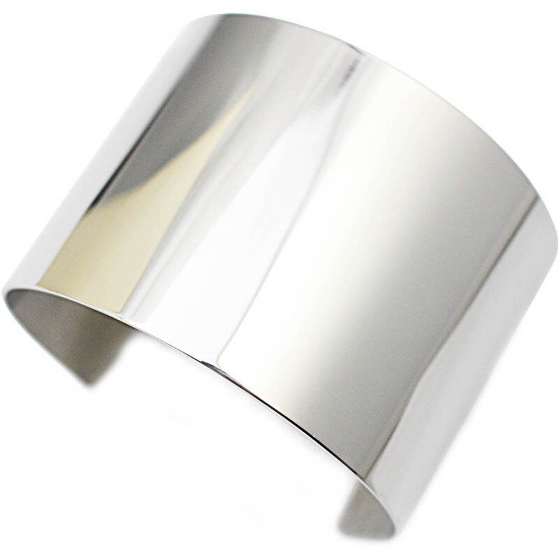 COUYA Stainless Steel Wide Blank Plain Shiny Arm Cuff Bangle Bracelet Hiphop Punky Jewelry Ladies Jewelry: silver color