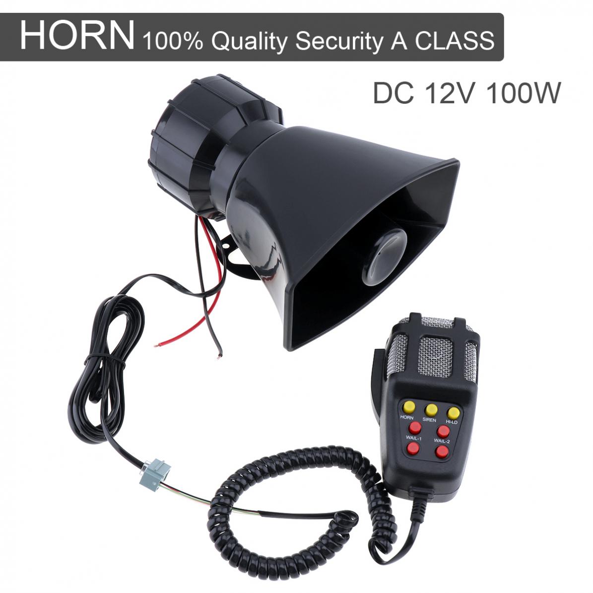 7 Sound 100W Car Electronic Warning Siren Motorcycle Alarm Firemen Ambulance Loudspeaker With MIC