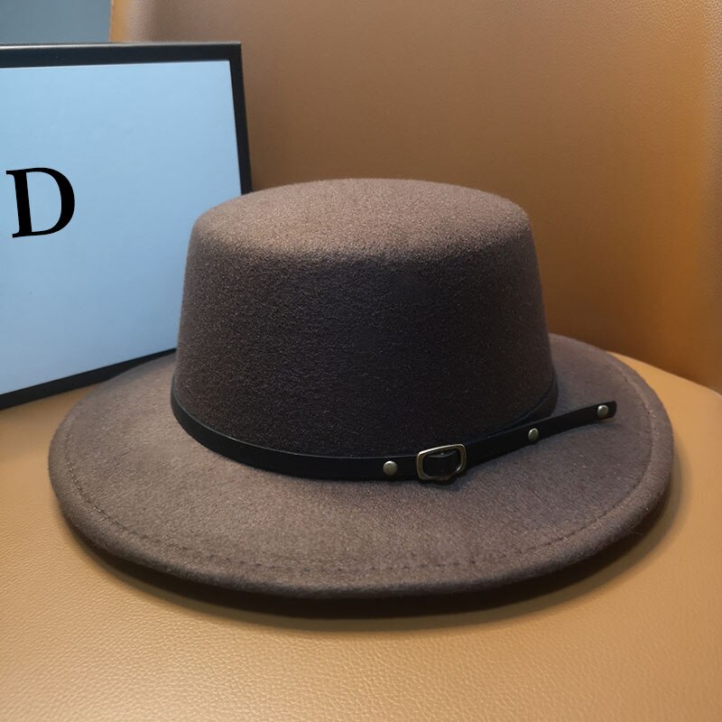 keusyoi Mannen Fedora Hoed Vrouwen Winter en Herfst Dubbelzijdige Jazz Hoed Wollen Hoed Platte Rand Hoed, 01, 58-61