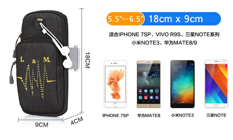 Brassard pour iphone 7 plus étui sport bras bande sac de transport portable support pour téléphone pochette pour téléphone à portée de main 4 ''-6.3 pouces universel