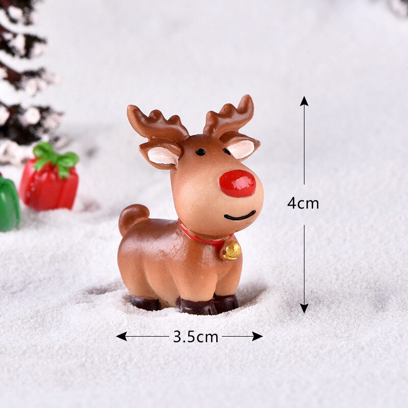 Christmas elk snowman sleigh deer car micro landscape snow decoration locomotive compartment resin decoration: standing elk