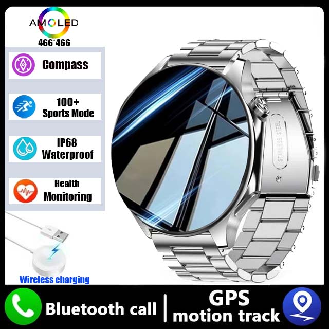 Dla OPPO zegarek DT zegarek X mężczyźni sprytny zegarek GPS trajektoria kompas 1.43 "AMOLED 466*466 HD ekran Bluetooth połączenie Człowiek Smartwatch: Złota