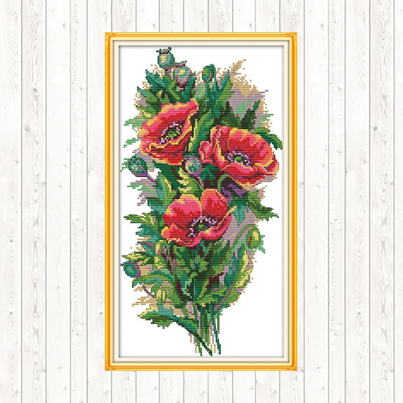 A Bunch of Flowers Chinese Cross Stitch Flowers DIY Needlework Embroidery Kit 14ct 11ct Counted Printed on Canvas DMC Floss Art
