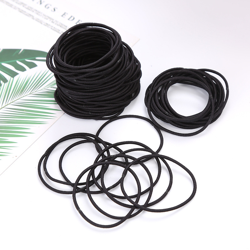 100-Pack Women's Elastic Hair Ties – Rope Ring Ponytail Holders – Black/Assorted? – Unbranded