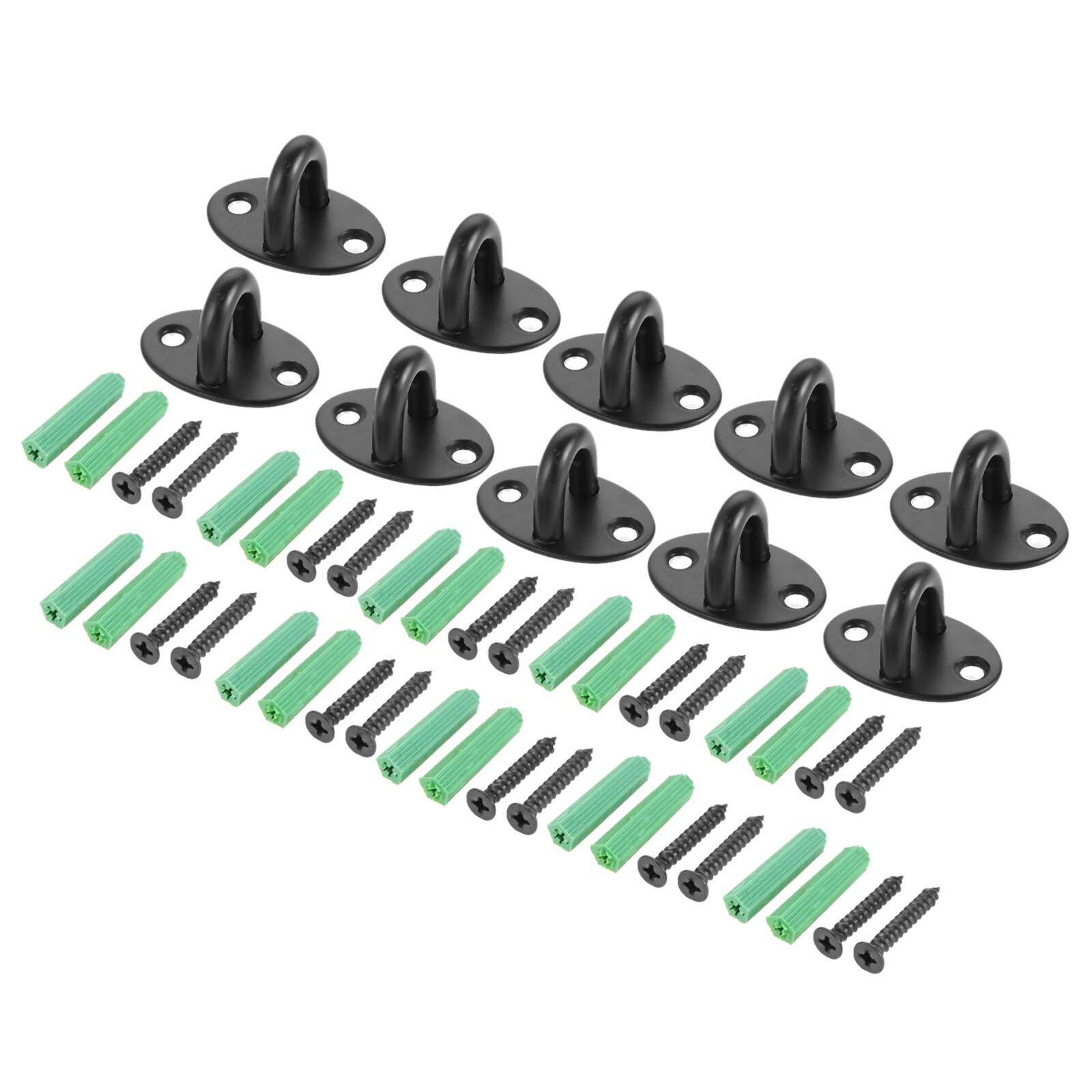 10/5 pcs Ceiling Mount Hook Stianless Steel Wall Hanger U-shape Ring Top Base Haning Fan/Chandelier/Plant Decor Black w/screws: 10pcs  S