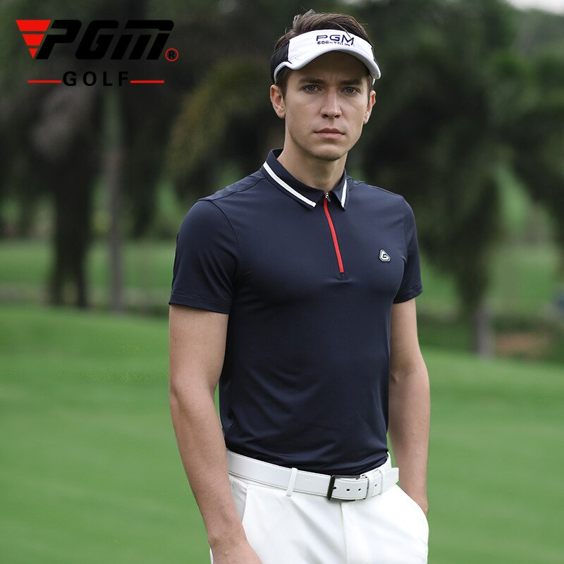 PGM – T-shirt de Golf à manches courtes pour hommes, vêtements de sport respirants et antirides, Yf245: Navy blue / XL