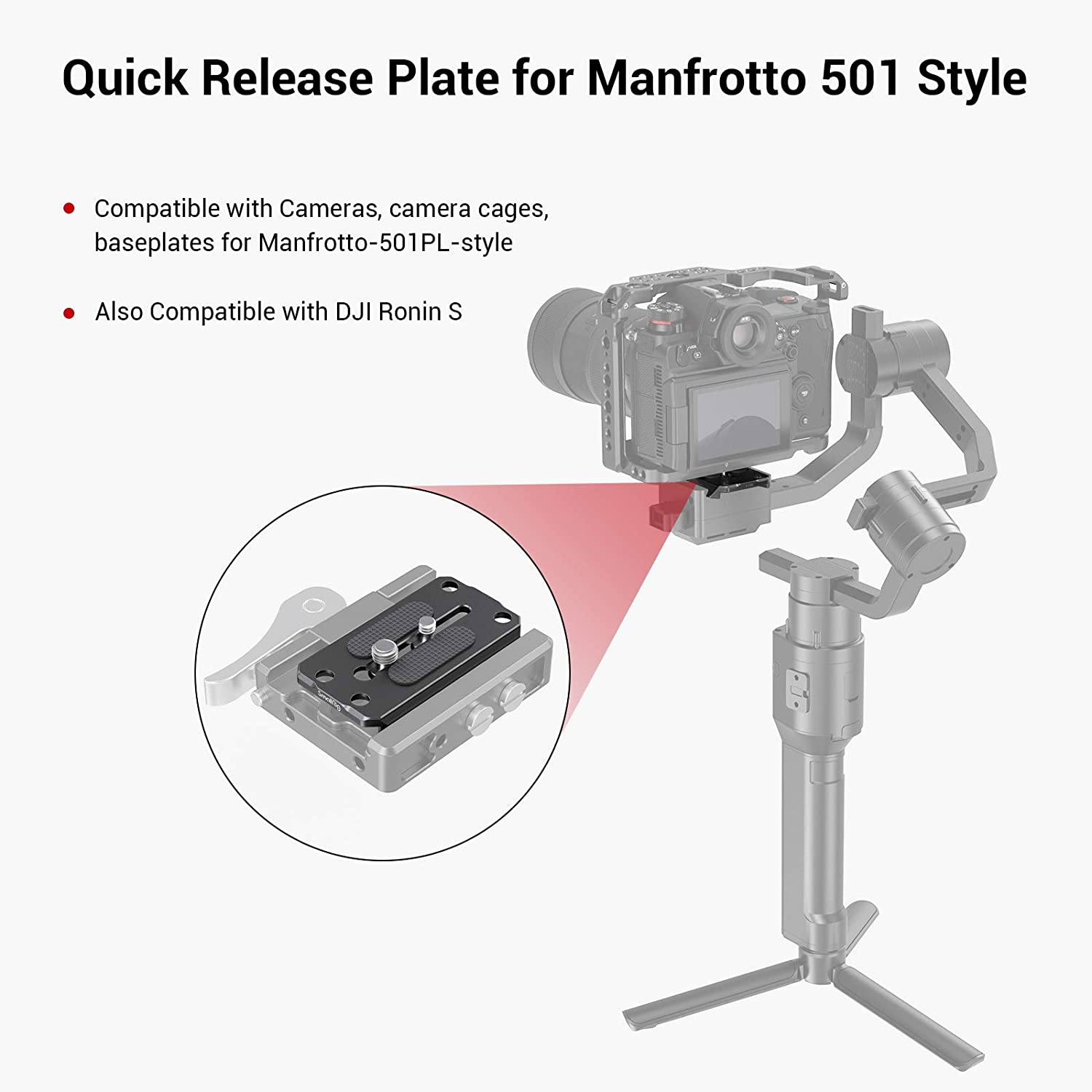 SmallRig Quick Release Plate DSLR Camera Plate QR Plate Quick Dovetail ( fr manfrotto tripod plate 577, 501, 504, 701.. ) 1280