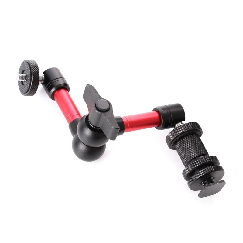 Fotga 7 Inch Instelbare Wrijving Scharnierende Ic Arm Rood Met 1/4 Inch Schroef Voor Dslr Rig Lcd Monitor Led Licht