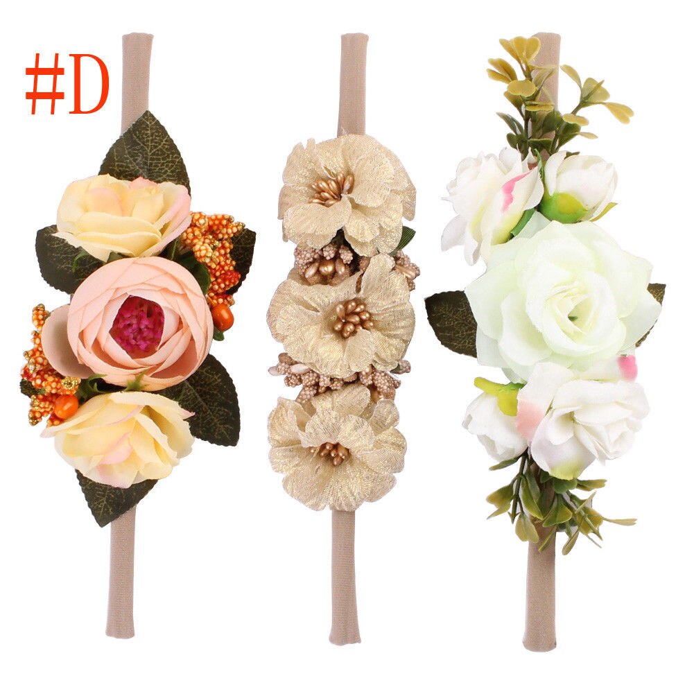 Brand 3Pcs/Packet Baby Meisjes Strik Hoofdbanden Hoofdband Haar Accessoires Foto Props Imitatie Bloem Haarband