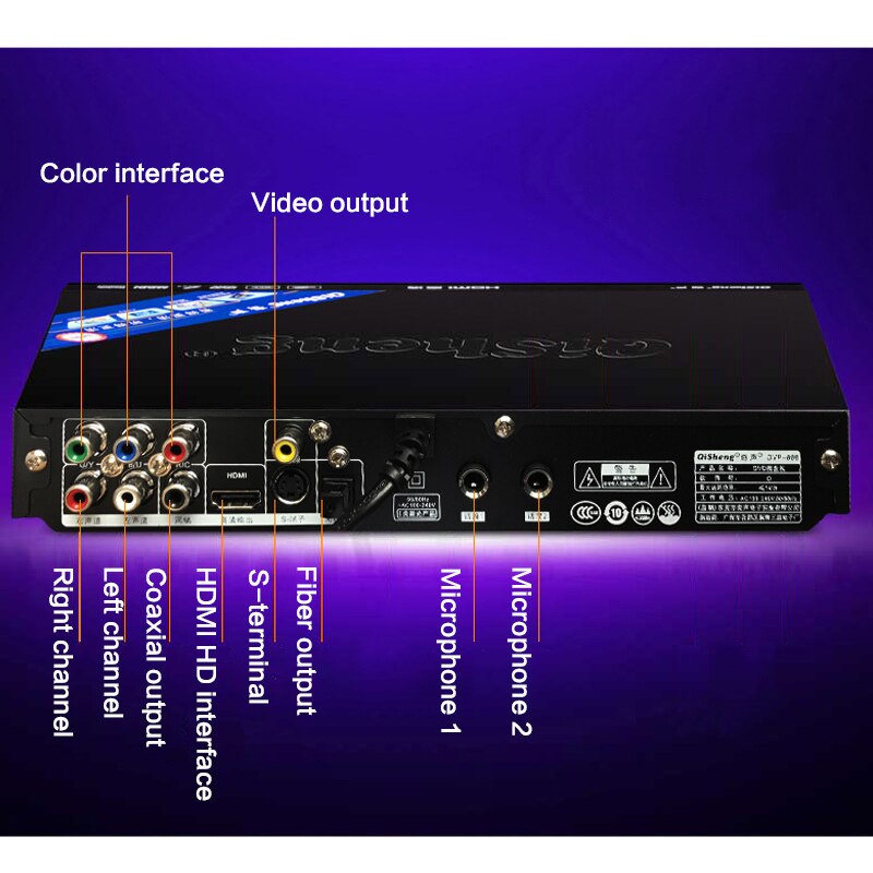 Domowy odtwarzacz DVD 1080P TV odtwarzacz HD DVP-808 światłowód koncentryczny dekodowanie wieloformatowe podwójny mikrofon interfejs odtwarzacz EVD