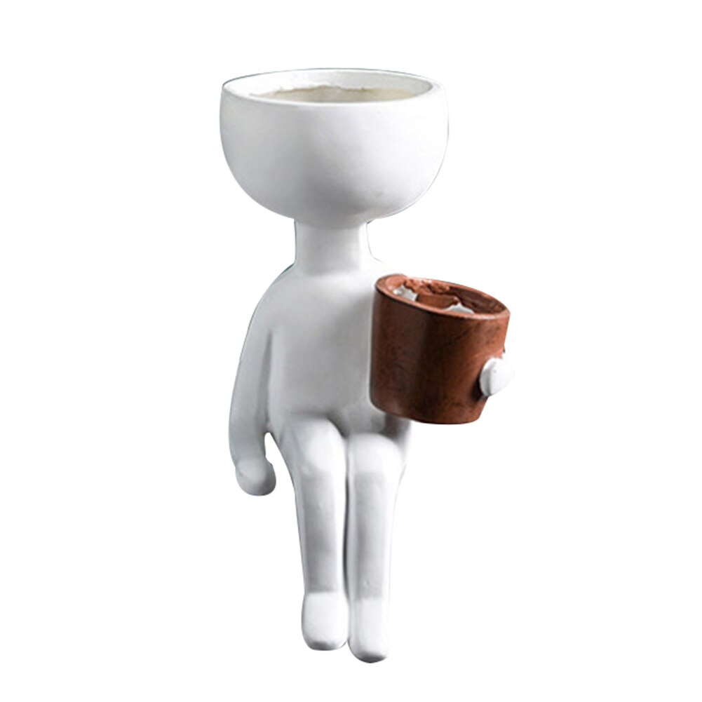 Personagem retrato vaso de flores resina suculentas planta pote rosto abstrato vaso de flores casa desktop paisagem decoração jan88: Laranja