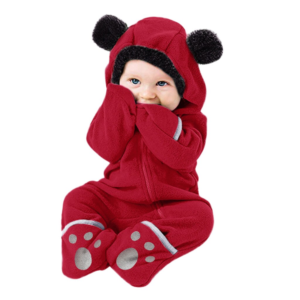 Baby Baby Meisjes Jongens Cartoon Oren Hooded Romper Zip Fleece Kleding Jumpsuit Mode Jongens Moet Hebben Leuke Jumpsuit Dikke Warme xl