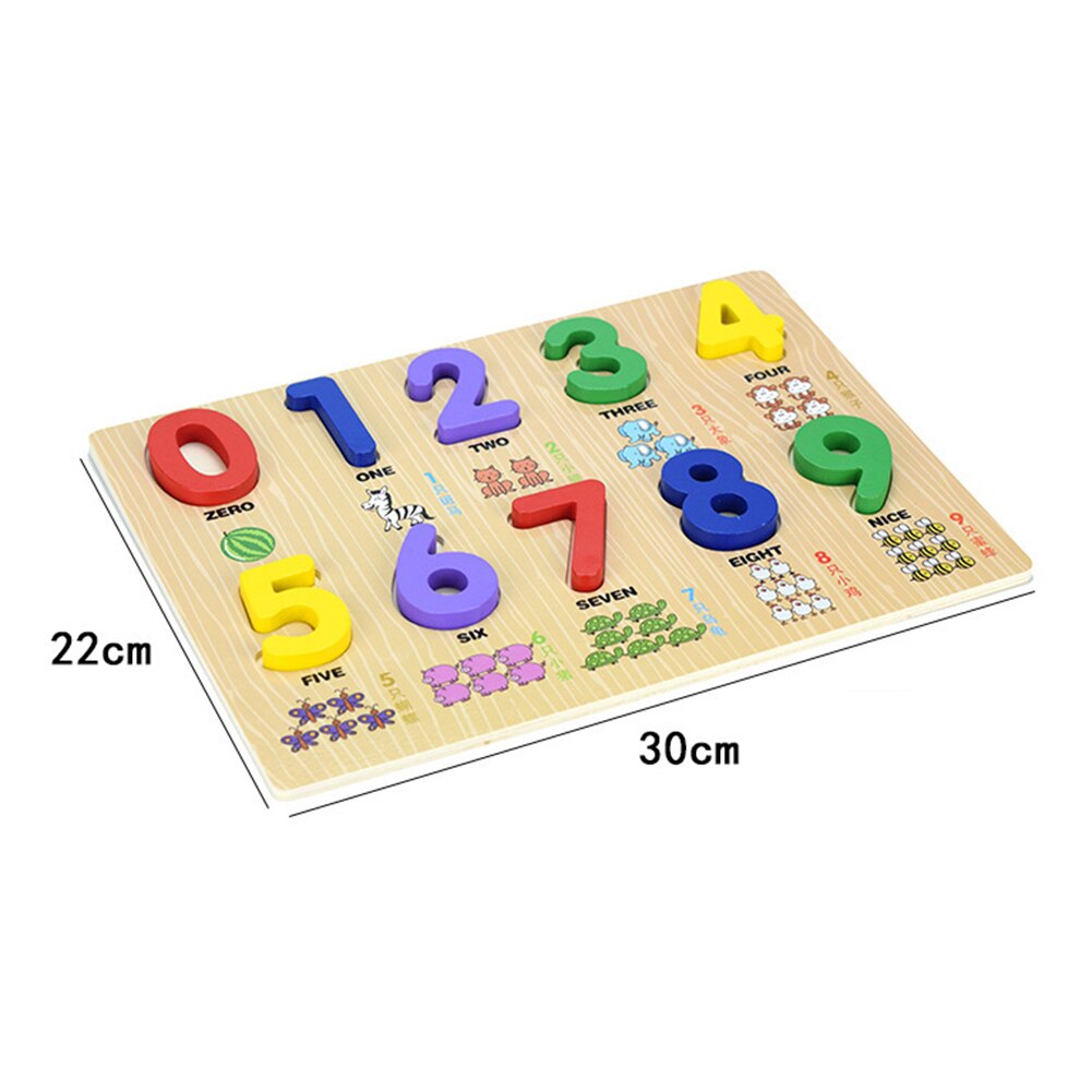 Animal Print Wooden 0-9 Number Puzzles Board Counting Math Learning Kids Toy