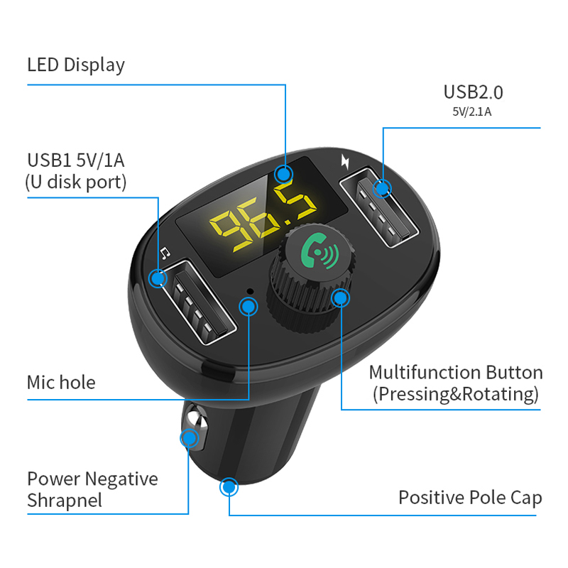 Auto Mp3 Fm Modulator Zender Bluetooth Car Kit Auto Radio Muziekspeler Draadloos Bluetooth Handsfree Snelle Usb Snellader