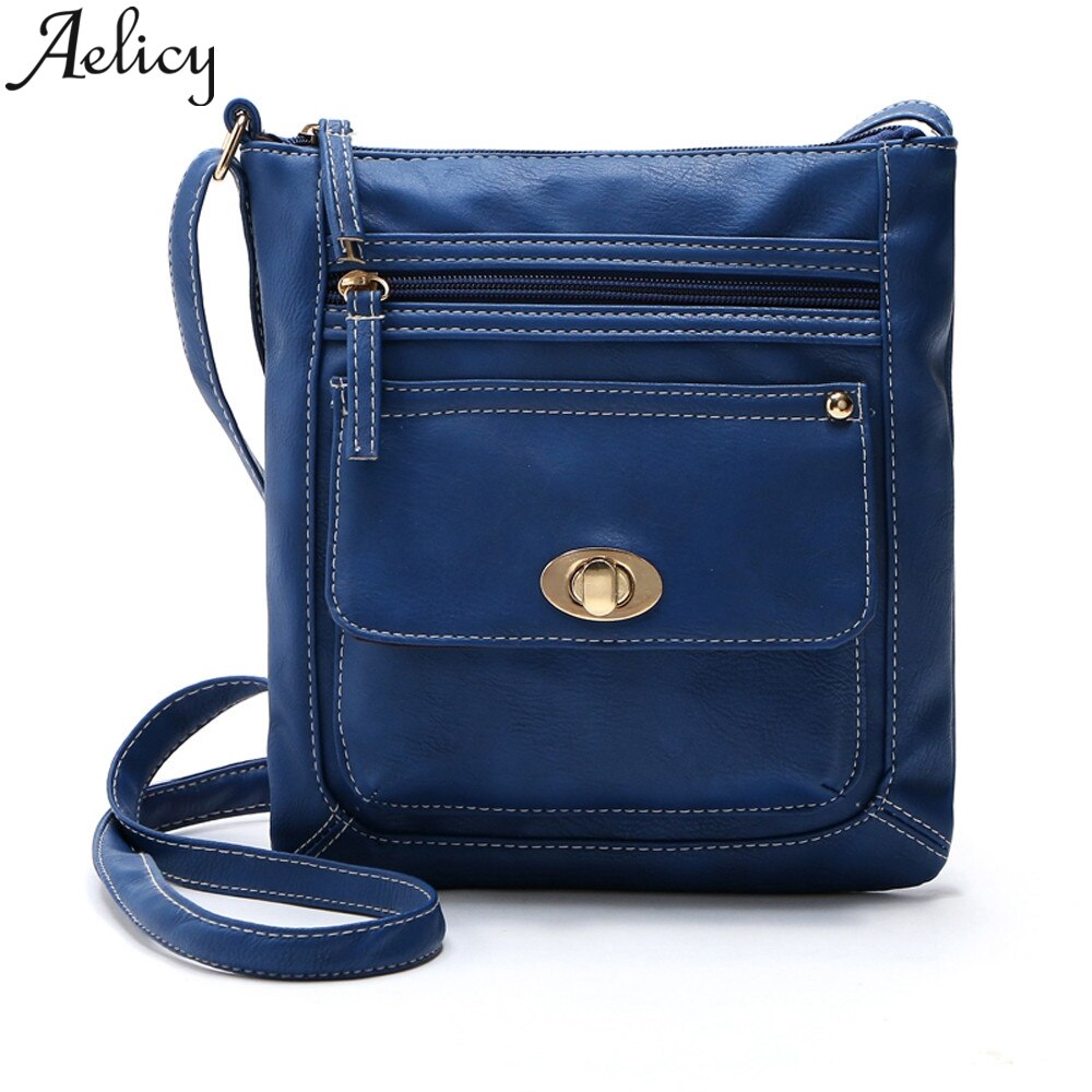 Aelicy solid color Leather Satchel Cross Body Zipper Crossbody Shoulder Bags Women Messenger Bags Handbag Zipper: BU