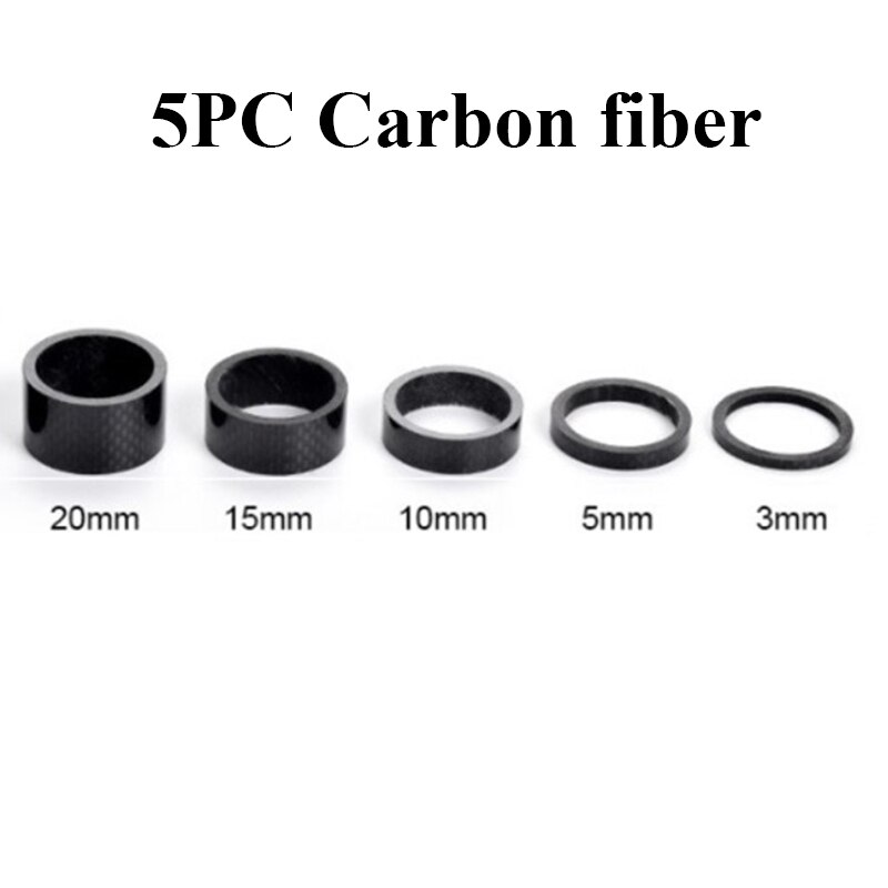Vástago separador de auriculares de aleación de aluminio y fibra de carbono para bicicletas de montaña, accesorios ultraligeros para bicicletas de carretera y montaña: 5pc carbon fiber