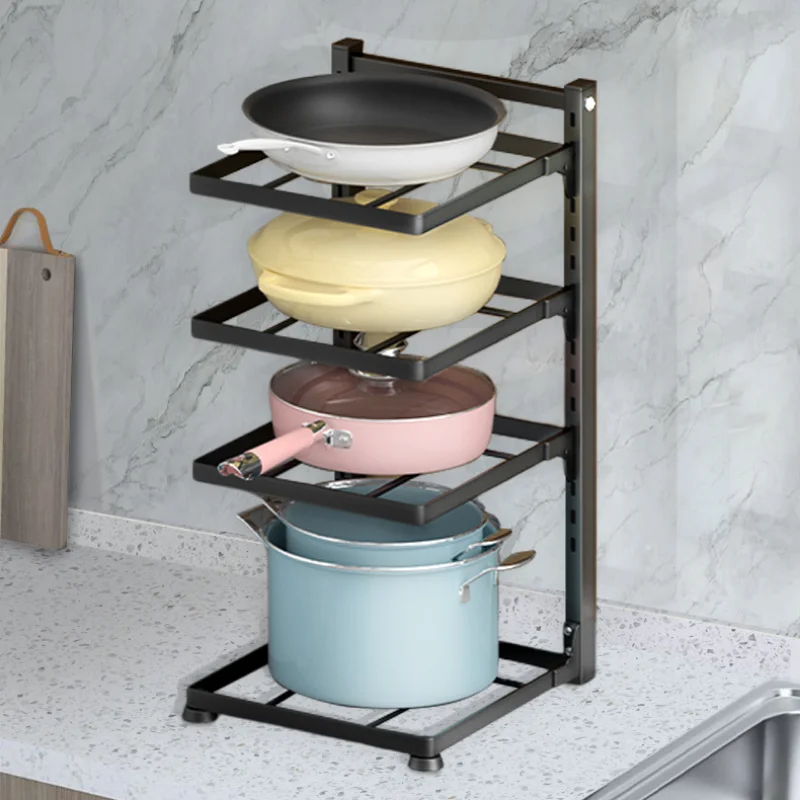 Estante organizador de cocina, soporte ajustable para armario de ollas, soporte para sartén para el hogar multicapa, estantes de almacenamiento para ollas y cuencos,