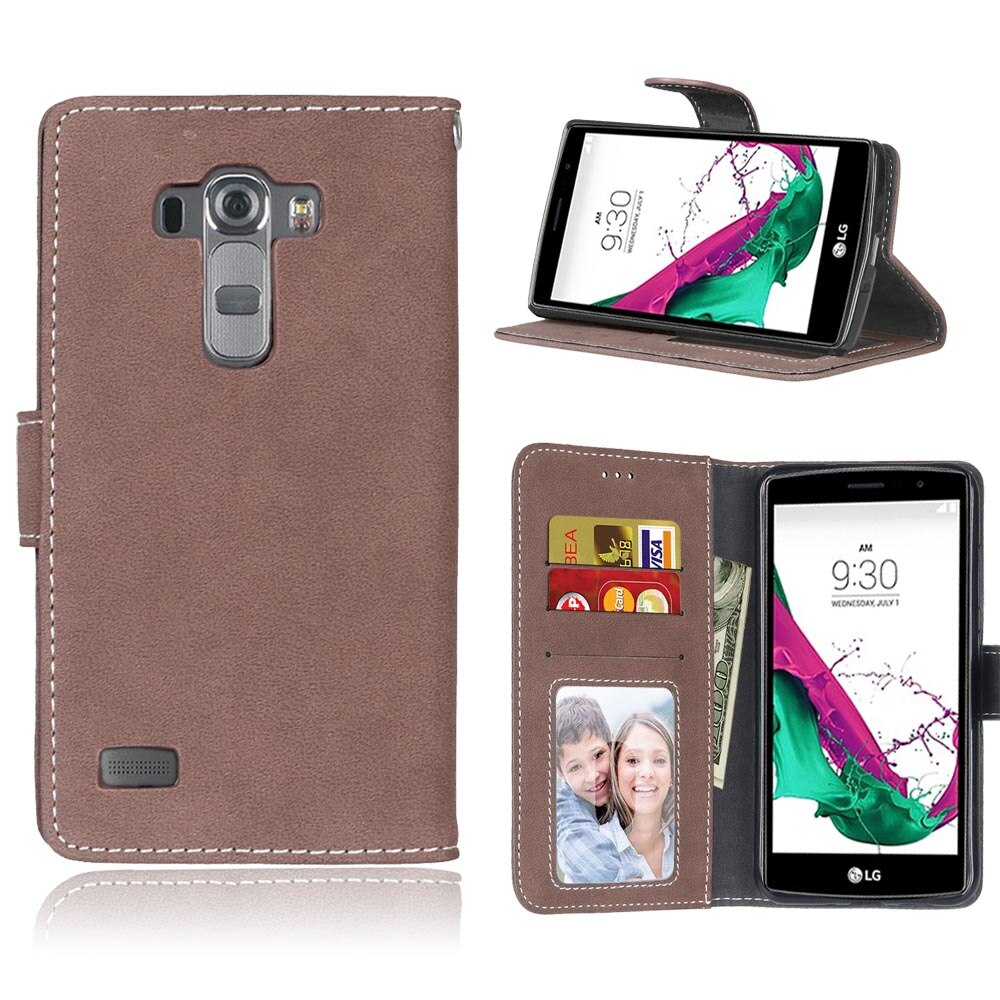 Retro Filp Leather Wallet Stand Phone Case for LG G4 Beat G4S H736 H735 Covers with Card Holder Stand Cover for LG G4 Beat Bags: Brown