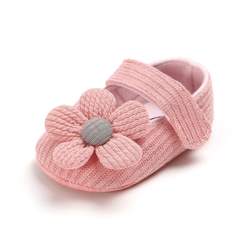 Jeg elsker pappa og mamma søt blomst baby jente sko myk bunn anti-skli såler nyfødt småbarn jenter sko første vandrere baby sko: Rosa / 0-6 måneder
