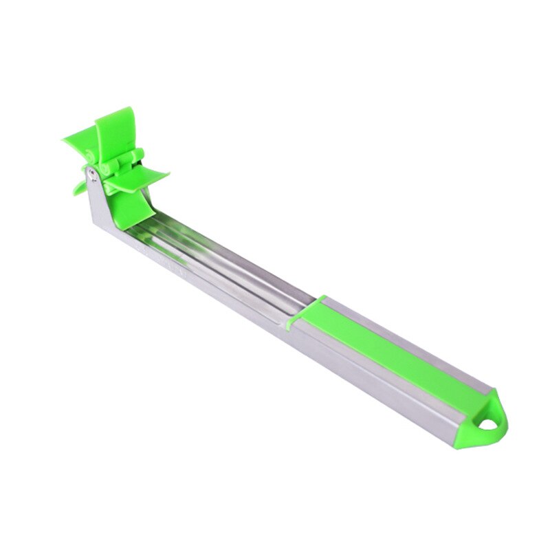 Cortador de cubos de sandía de acero inoxidable, molino de viento giratorio, bolas de melón, ensalada, fruta, herramienta de corte, suministros de cocina, 1 ud.: Green  style