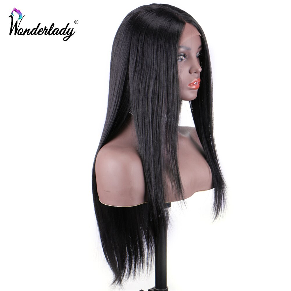 WonderLady-pelucas frontales de encaje de fibra de alta temperatura para mujer, postizos para el cabello sintéticos, rectos, 26 pulgadas