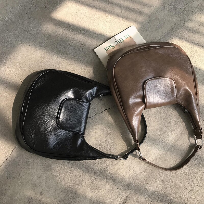 årgang pu lær skuldervesker til kvinner høykapasitets håndveske dame vintermerke trending håndvesker og vesker tote bag